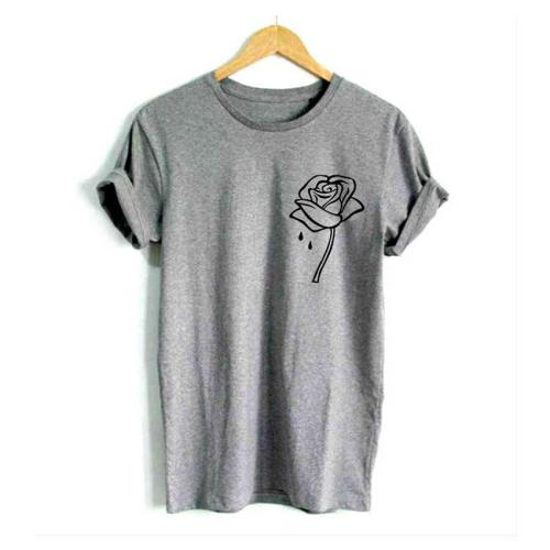 Rózsavirág Nyomtatás Női pólók Alkalmi Vicces pólók Lady Top Tee Hipster Tumblr