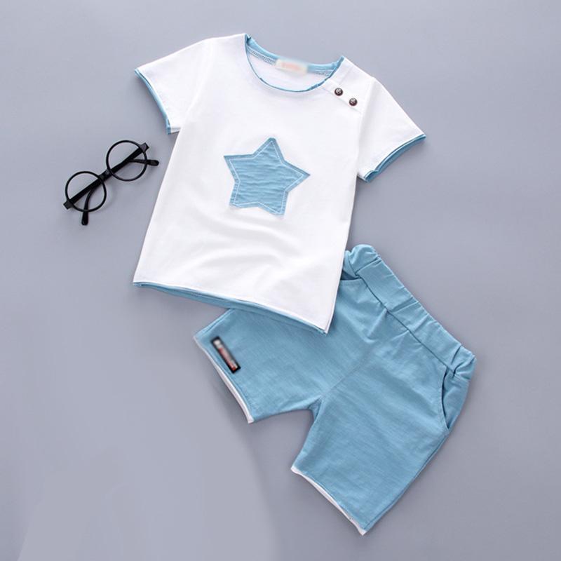 NEER Kisfiú ruha szett Nyári új divatos pamut ötágú csillag mintával csecsemő 2db szett