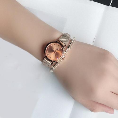 Női karkötő órák Rose Gold Band kvarc Nézd meg a női Casual ruha strasszos karórák