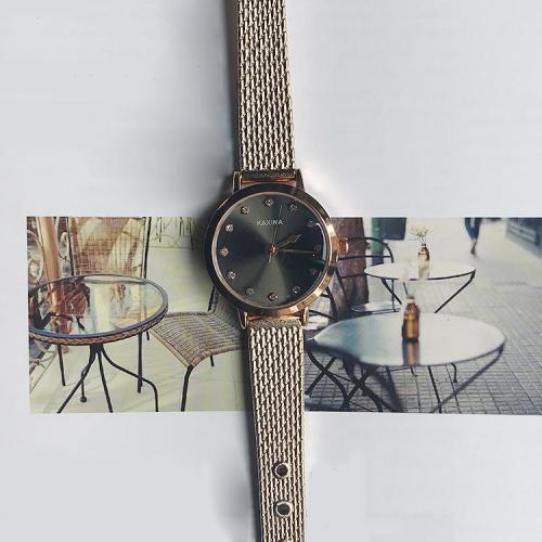 Női karkötő órák Rose Gold Band kvarc Nézd meg a női Casual ruha strasszos karórák