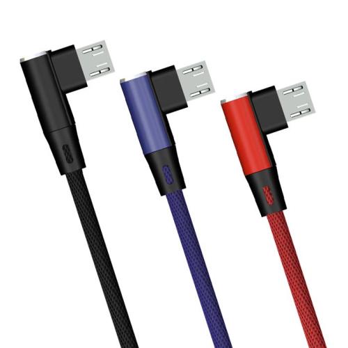 Android duplakönyökű szövetborítású USB gyorstöltő kábel