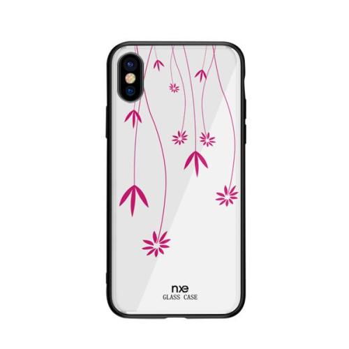 Luxus, edzett üvegű. virágmintás tok iPhone X/8P/8/7P/7/6P/6 telefonhoz