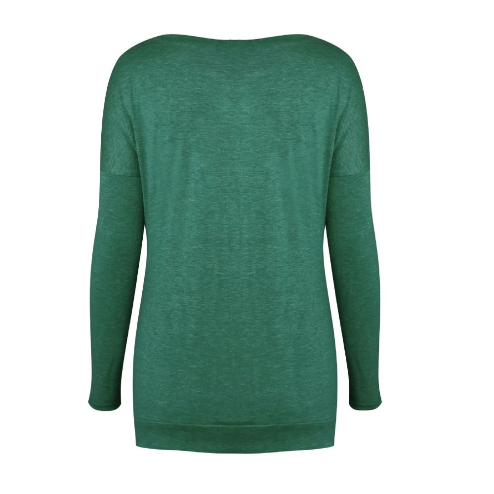 Női hosszú ujjú kerek nyakú alkalmi laza gombos szűkített ujjú felső