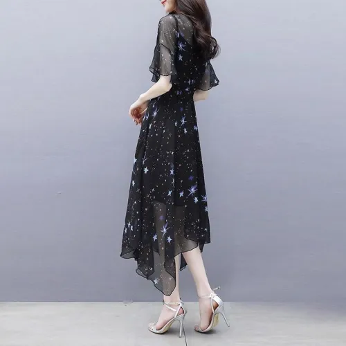 Sifon Star Print ruha Midi ruha