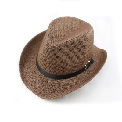 Unisex nyári strand szalmakalap, jazz kalap, Cowboy Fedora kalap