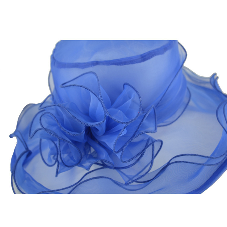 Női Organza, templomi kalap, virágos kalap, széles karima, esküvői, bulizós kalap