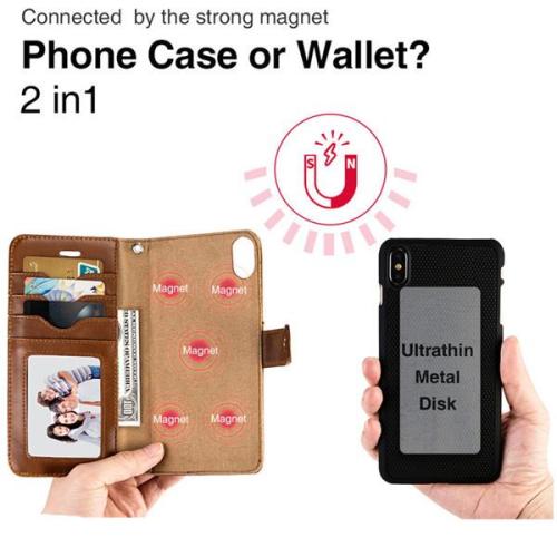 Bőr levehető telefontok flip tok mágneses autós tok iPhone X/8P/8/7P/7/6P/6 telefonokhoz