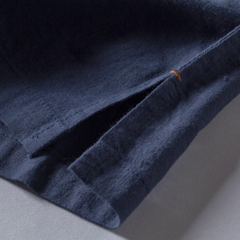 NEER Férfi Len és pamut Vintage slim Alkalmi Rövid ujjú pólók