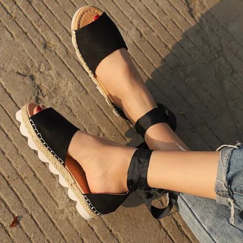 Női szandál, divatos női nyári cipő,  Női Faux Suede lapos szandál