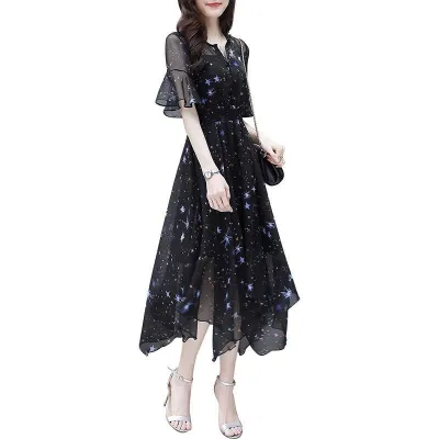 Sifon Star Print ruha Midi ruha