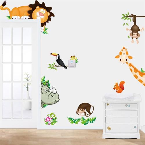DIY tapéta lakberendezés dzsungel erdő téma háttérkép gyermek ajándék szoba dekoráció