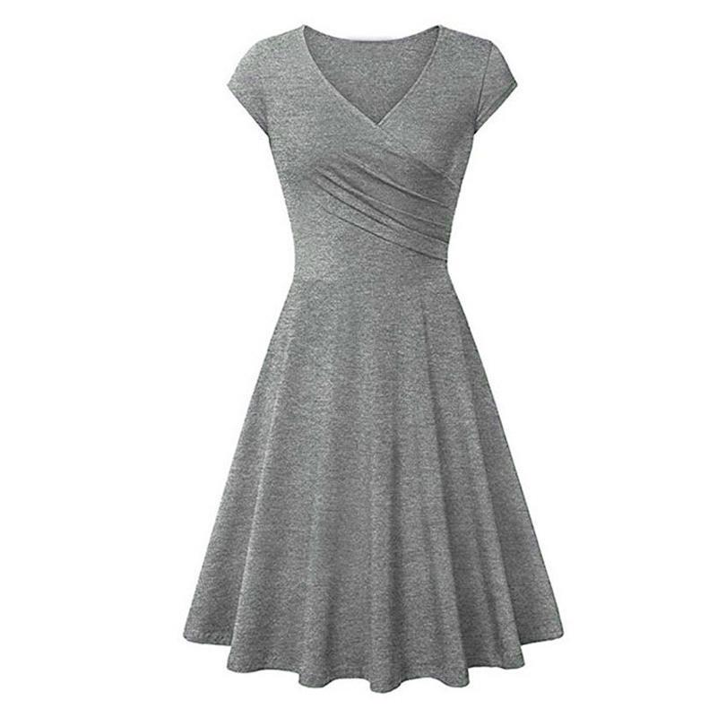 Női V-nyakú elegáns alkalmi A vonalú ujj nélküli ruha
