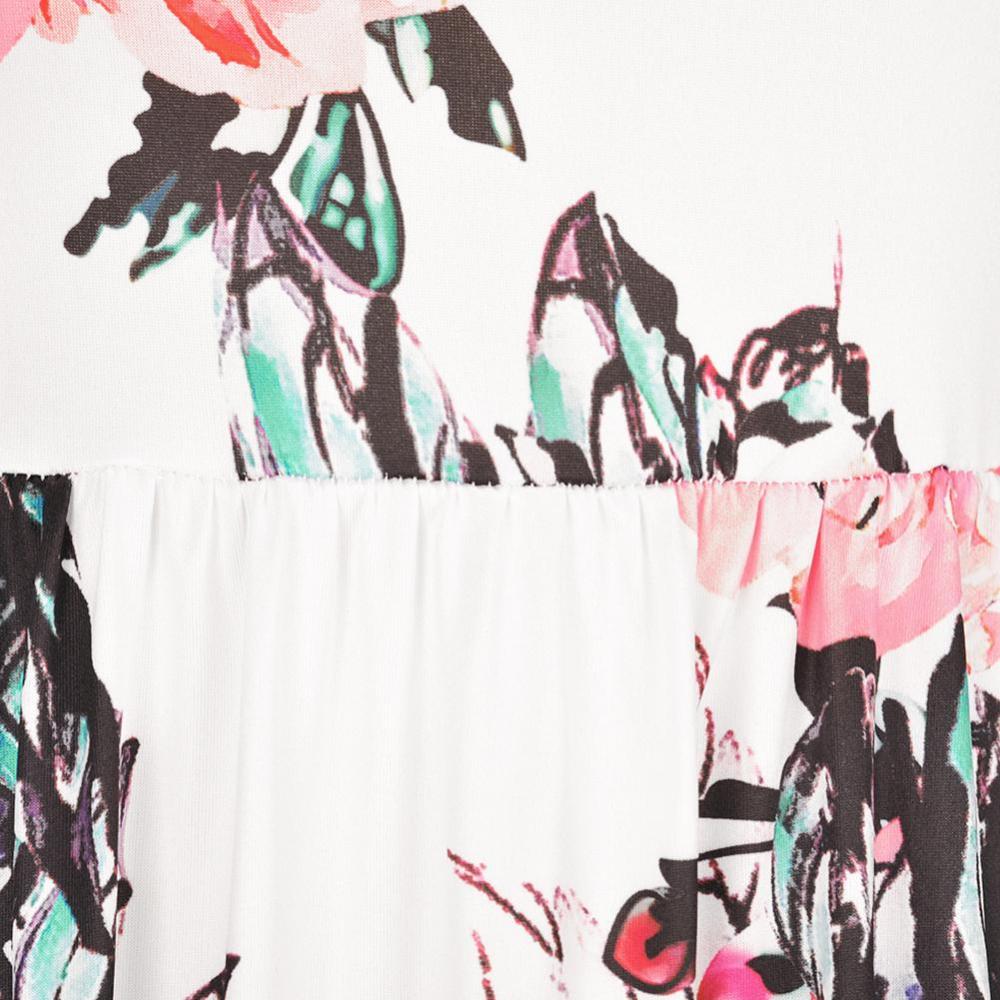 Női alkalmi nyomott virágos hosszú maxi ruha zsebbel