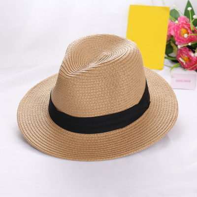 Széles karimájú női szalmakalap, jazz fedora kalap, Nap-árnyékoló kalap, nyári strand kalap
