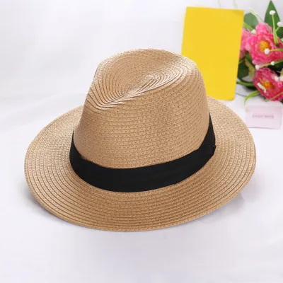 Széles karimájú női szalmakalap, jazz fedora kalap, Nap-árnyékoló kalap, nyári strand kalap