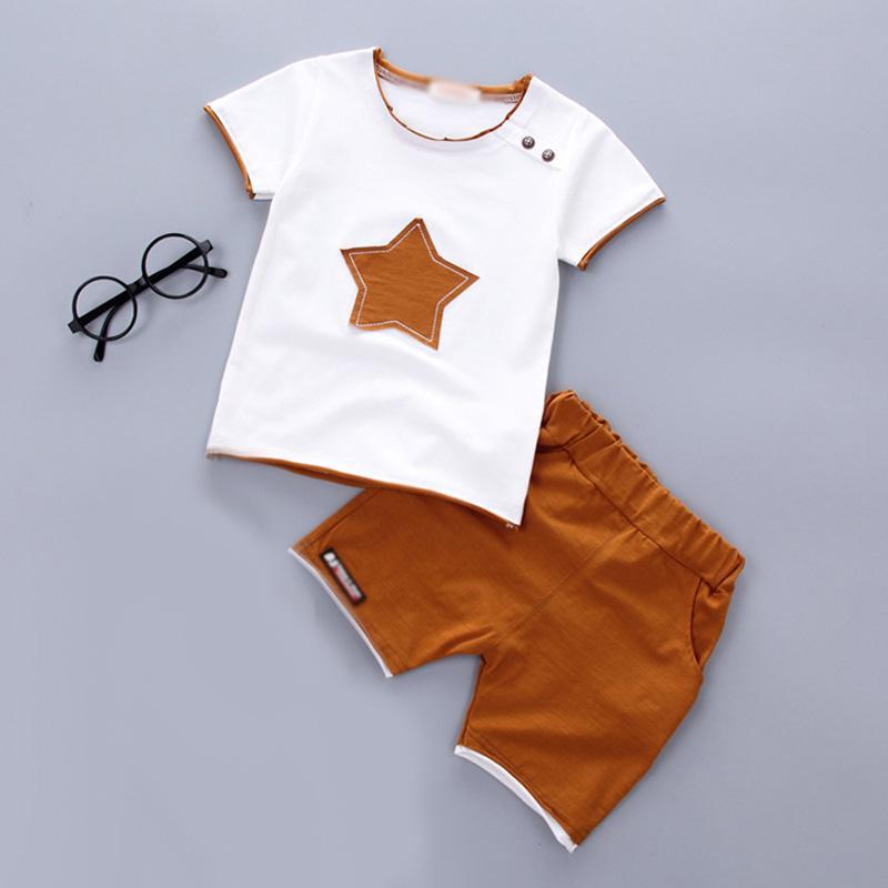 NEER Kisfiú ruha szett Nyári új divatos pamut ötágú csillag mintával csecsemő 2db szett
