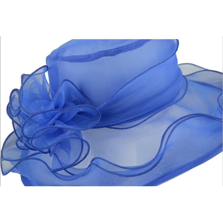 Női Organza, templomi kalap, virágos kalap, széles karima, esküvői, bulizós kalap