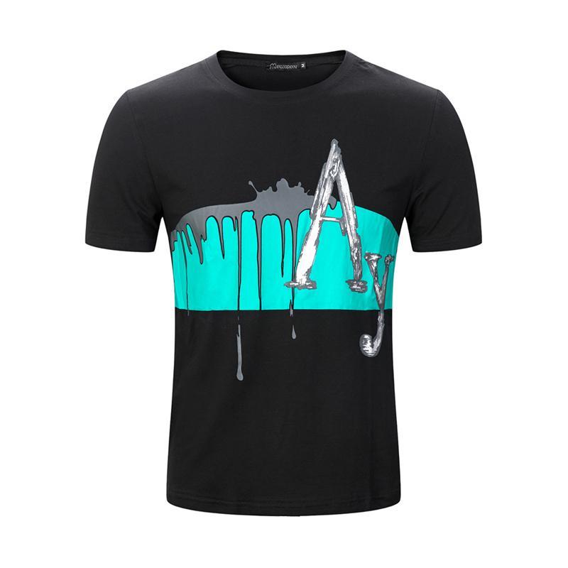 Férfi karcsú nyári betűmintás Rövidujjú pólók