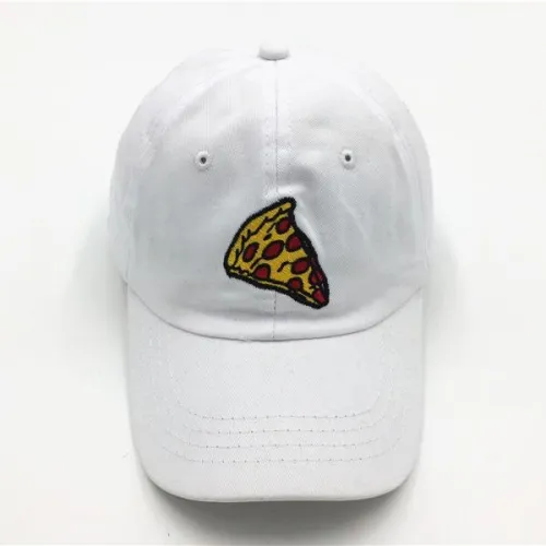 Új pizza hímzés baseball sapka, női, férfi, Uniszex állítható méretű sapka apáknak