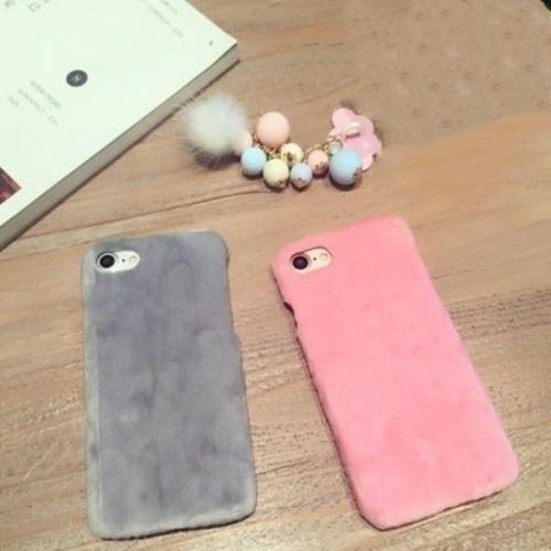 Nyúlszőr telefontok iPhone 6 6s 6 Plus 7 7 Plus 8 8 Plus X telefonhoz