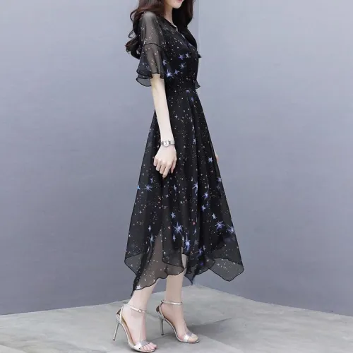 Sifon Star Print ruha Midi ruha