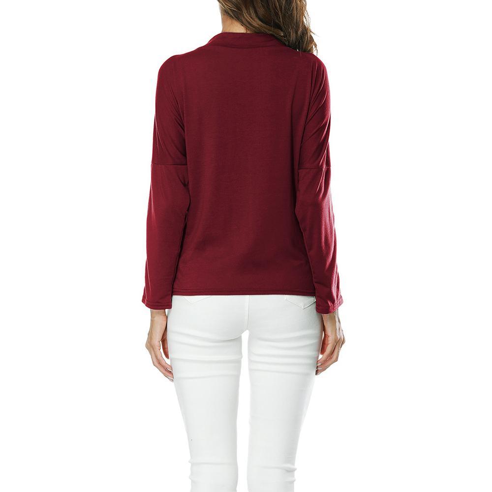 Divatos női hosszú ujjú laza blúz nyári V-nyakú kötött felső