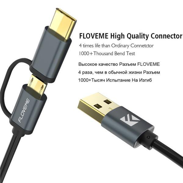 Type-C Micro USB kábel 2 in 1 QC 3.0 gyorstöltő kábel Samsung S8 S7 Note 8 S9 S9 Plus készülékhez