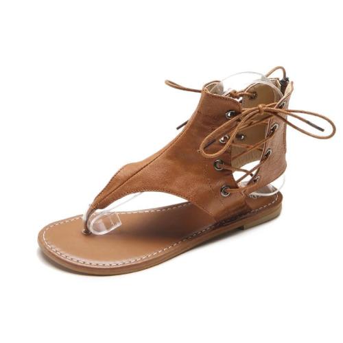 Vintage női cipő, fűzős gladiátor szandál, flipflop, standcipő, lapos bőr szandál
