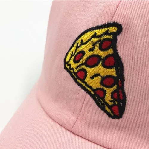 Új pizza hímzés baseball sapka, női, férfi, Uniszex állítható méretű sapka apáknak
