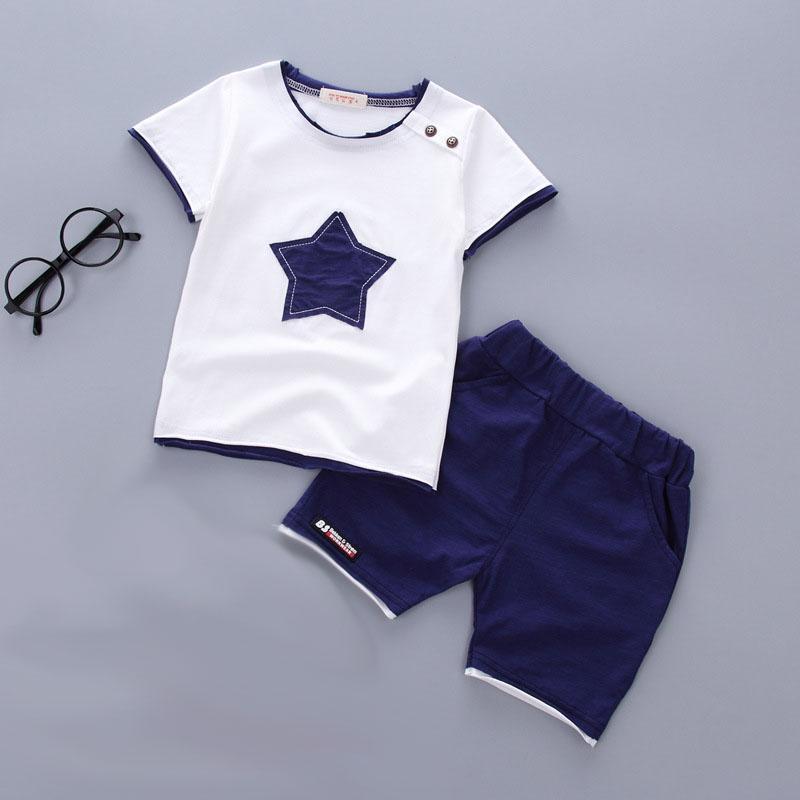NEER Kisfiú ruha szett Nyári új divatos pamut ötágú csillag mintával csecsemő 2db szett