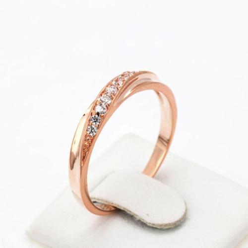 Kiváló minőségű cirkónium rose gold eljegyzési gyűrű, strasszos női ékszer