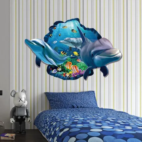 NEER 1db Delfin 3D élénk ablak falimatrica
DIY nappali hálószoba lakásdekor