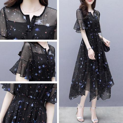 Sifon Star Print ruha Midi ruha