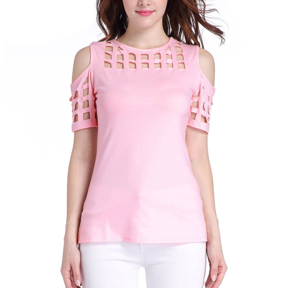 Szexi karcsú vállnélküli rövidujjú blúz