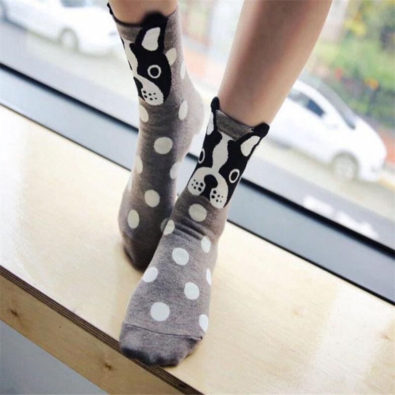 Női zokni, alacsony szárú, rajzfilm állat sorozat, aranyos kutya, Harajuku stílus, vicces zokni