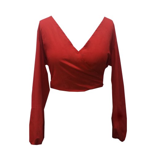 Hosszúujjú V Nyakú Backless Bow Short Sifon blúz Női Szexi Club Party Ingek Női Top
