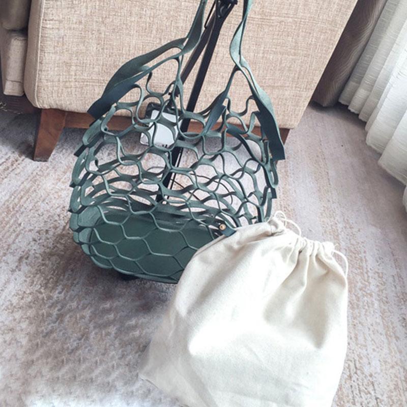 Női divatos, hálós, lyukacsos, vászon, mobil, kézitáska