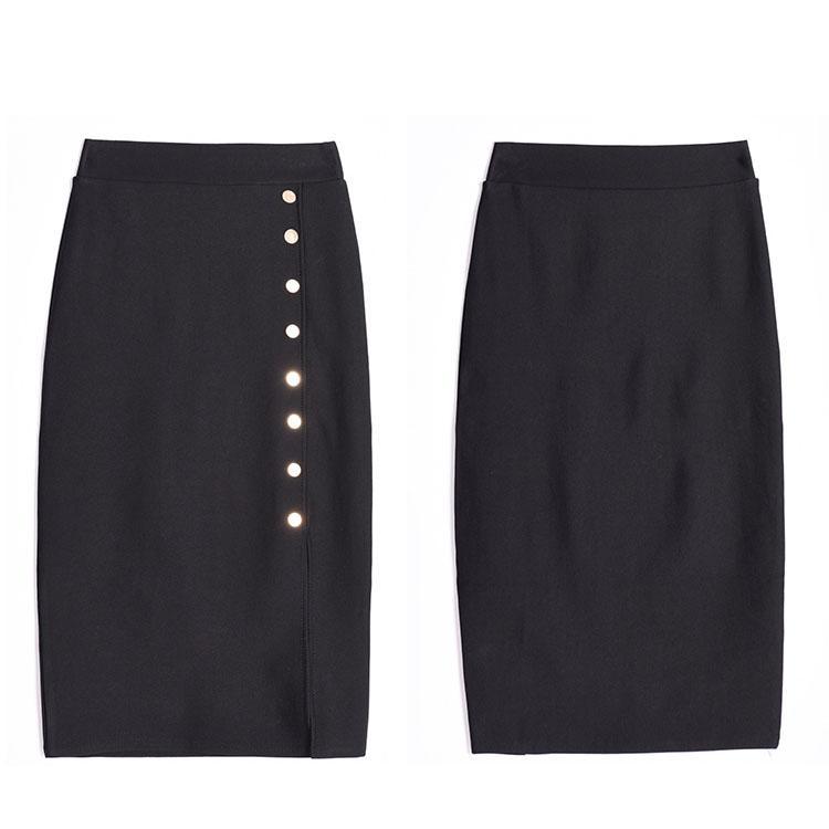 Magas derék egy sor nyakkendő osztott ceruza rugalmas félig szoknya