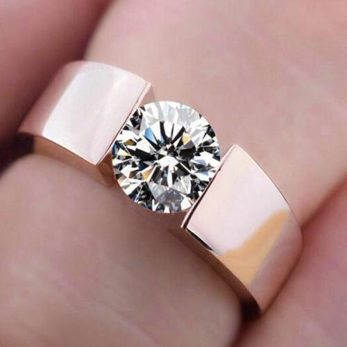 Egyszerű rose gold eljegyzési gyűrű, party kiegészítő hegyikristály ékszer férfiaknak