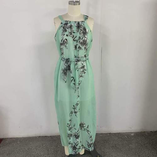 Női virágmintás bohém strand sifon maxi ruha
