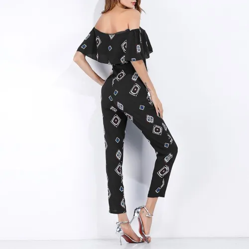Vállatlan boho nyomottmintás geometrikus mintás Rugalmas melegítő