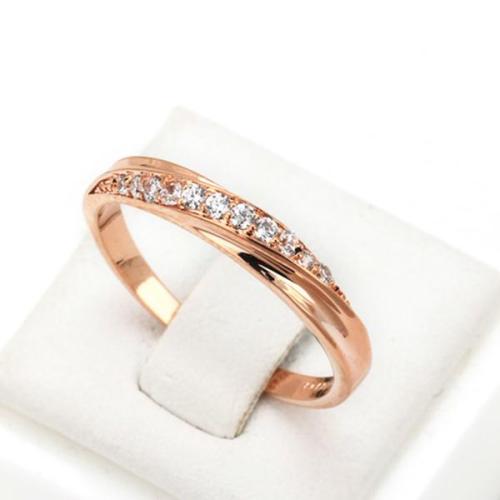 Kiváló minőségű cirkónium rose gold eljegyzési gyűrű, strasszos női ékszer
