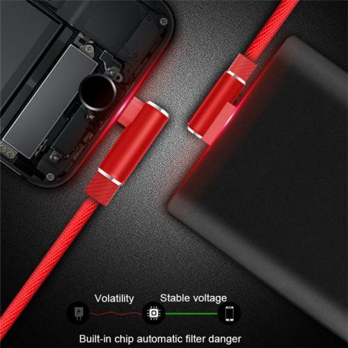 Android duplakönyökű szövetborítású USB gyorstöltő kábel