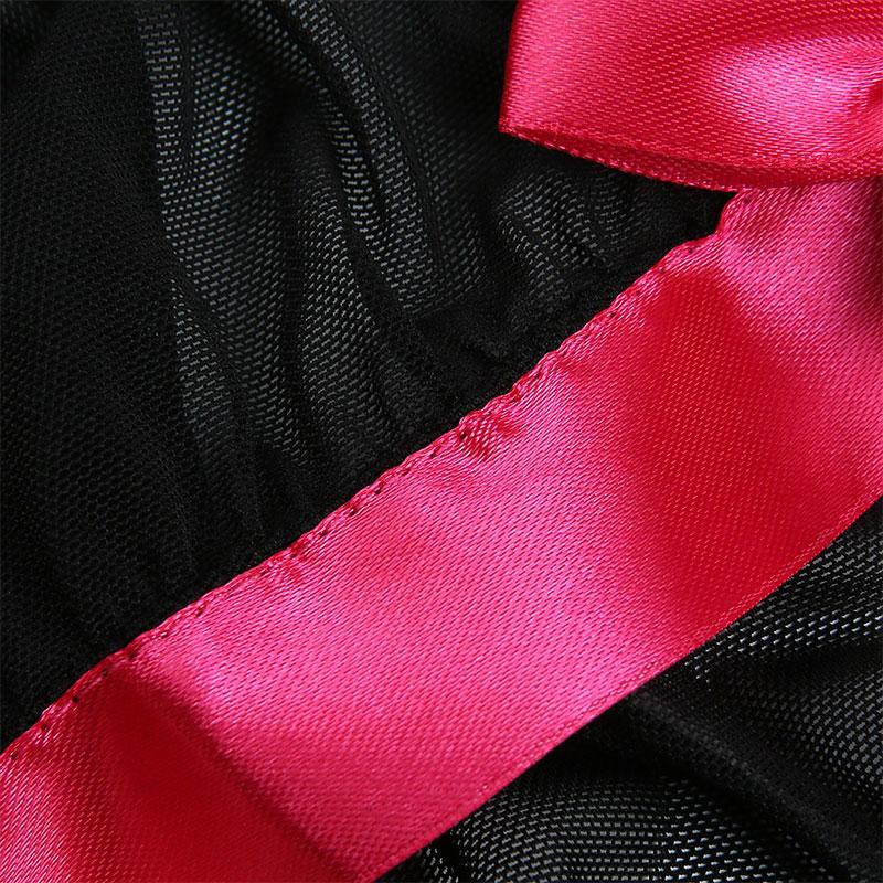 Szexi, női, áttetsző csipke hálóruha, harisnyatartós, masnis ruha