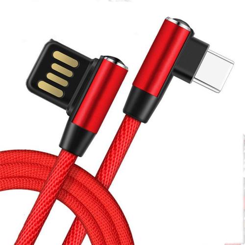 Android duplakönyökű szövetborítású USB gyorstöltő kábel