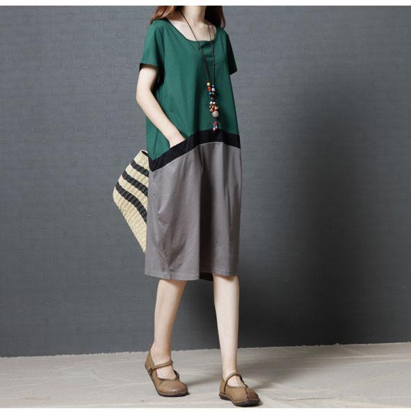 Színes, zsebes, laza, női pamut ruha