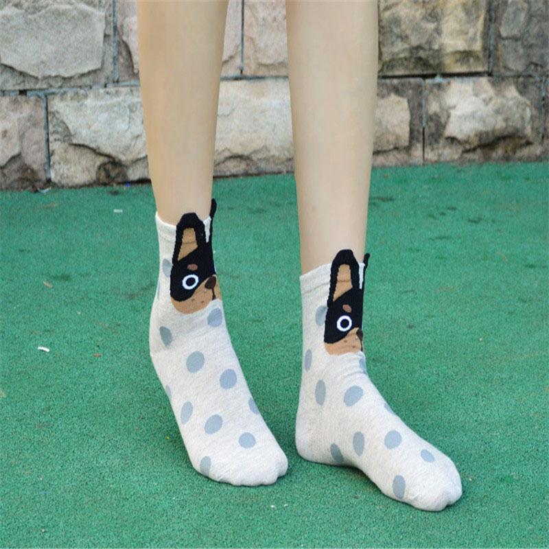 Női zokni, alacsony szárú, rajzfilm állat sorozat, aranyos kutya, Harajuku stílus, vicces zokni