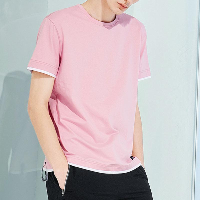 NEER Férfi Divat Új Rózsaszín Pamut Kevert színű pólók