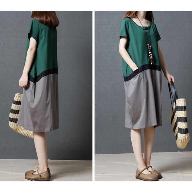 Színes, zsebes, laza, női pamut ruha