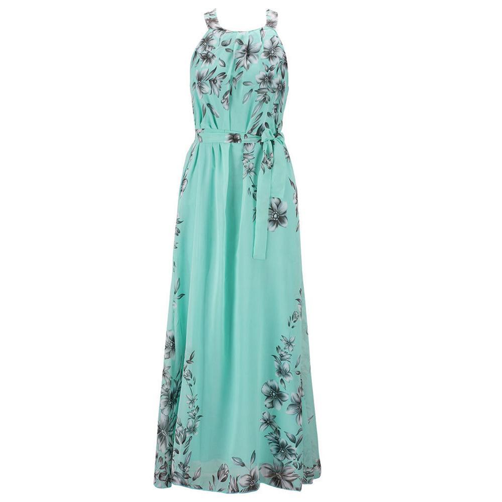 Női virágmintás bohém strand sifon maxi ruha